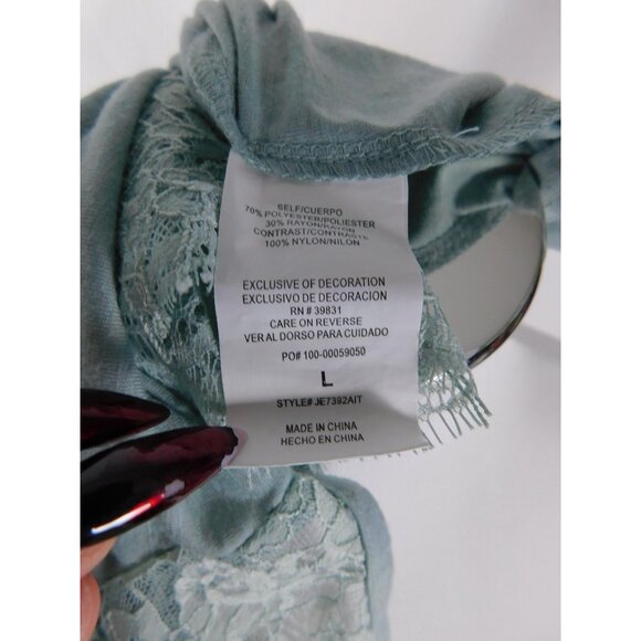 Jolt Mint Green Lace Cold-Shoulder Top L - Boho Flowy - Excellent - Picture 9 of 11